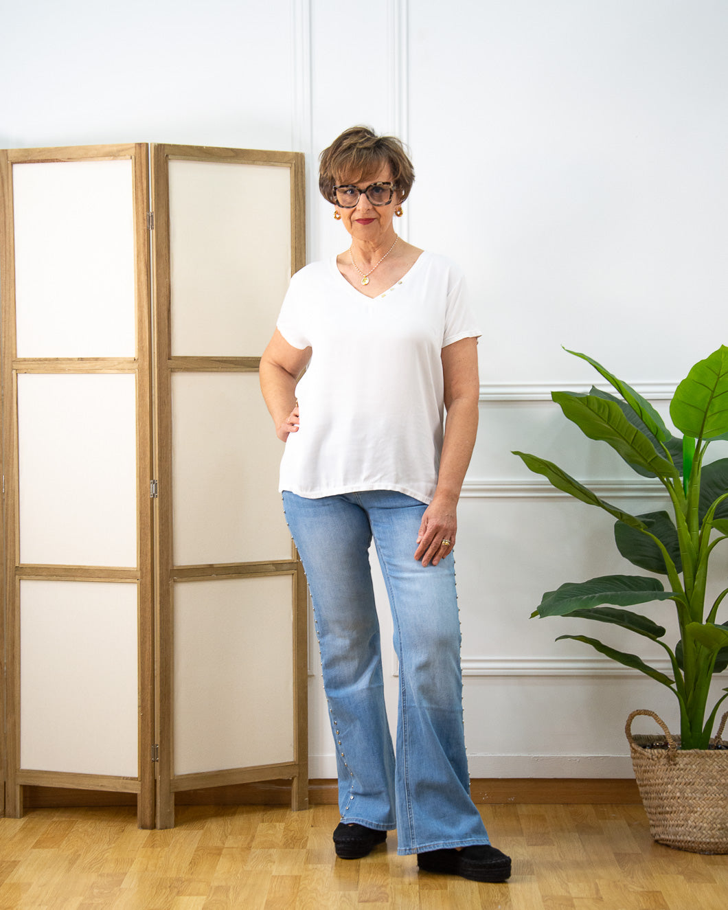 Blusa Botones de mujer en blanco