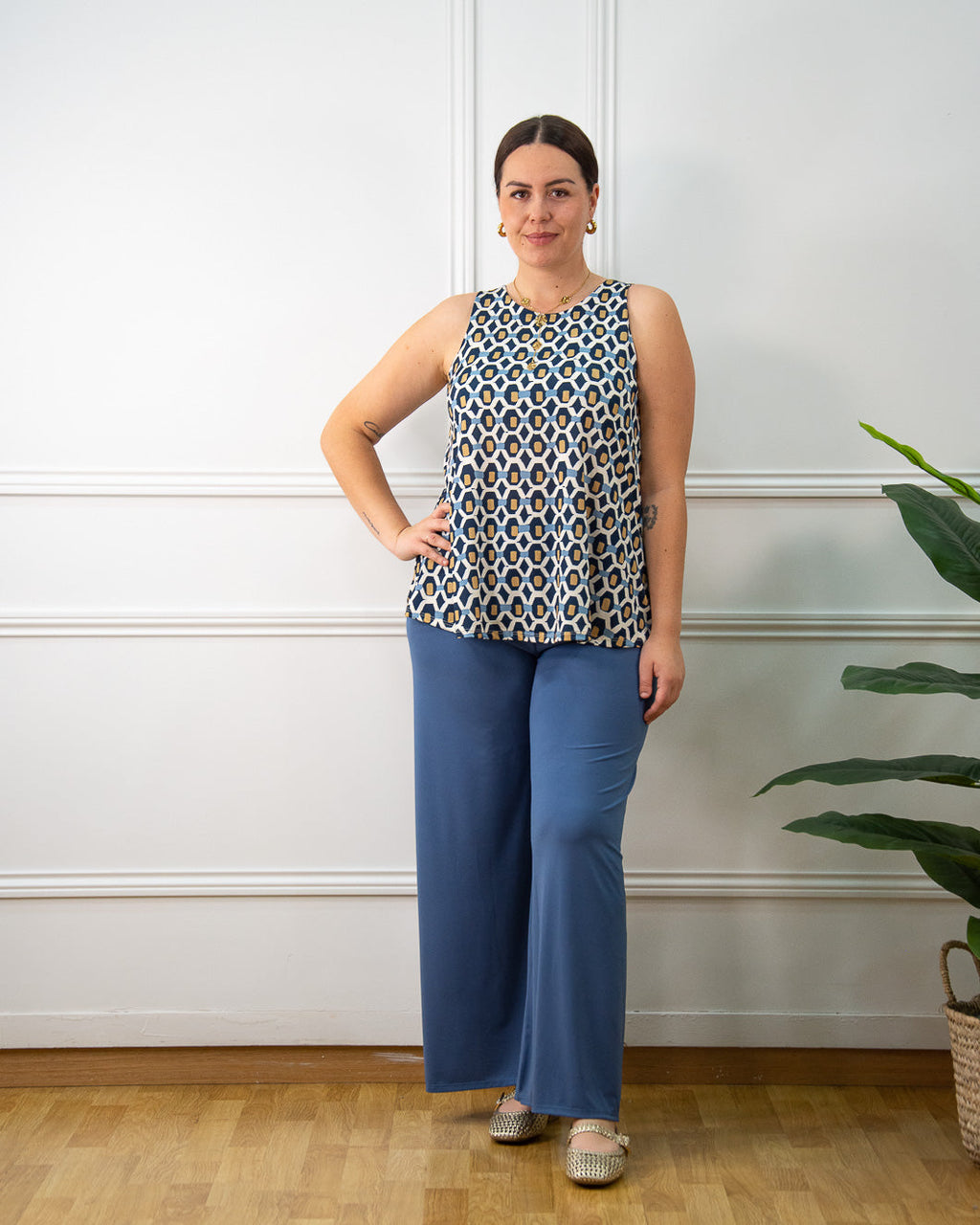 Blusa Colmena de mujer en azul
