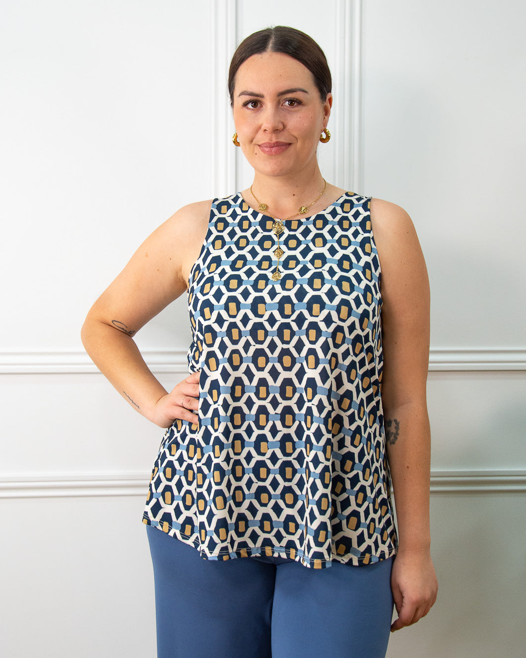 Blusa Colmena de mujer en azul