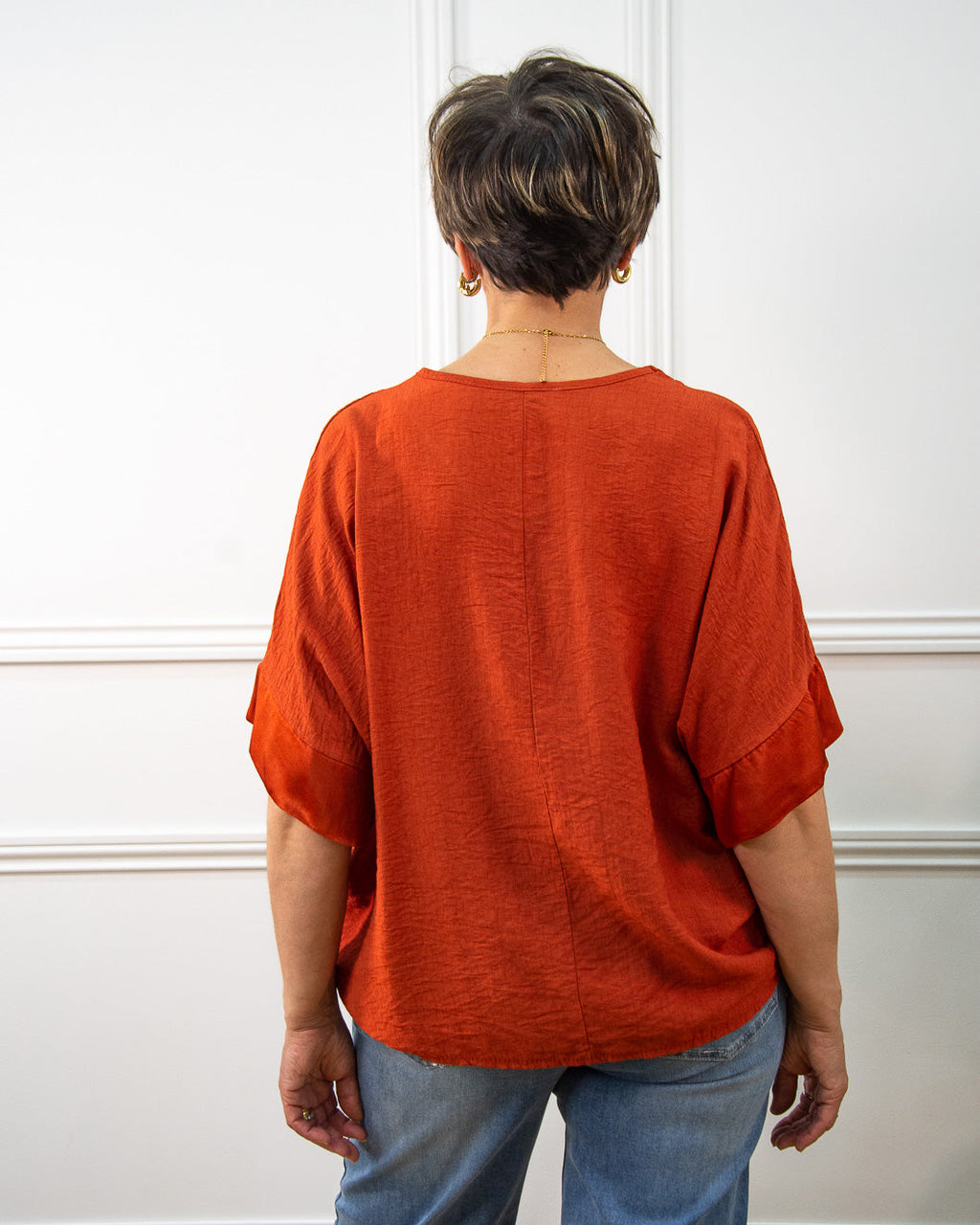 Blusa Japan oversize de mujer en teja