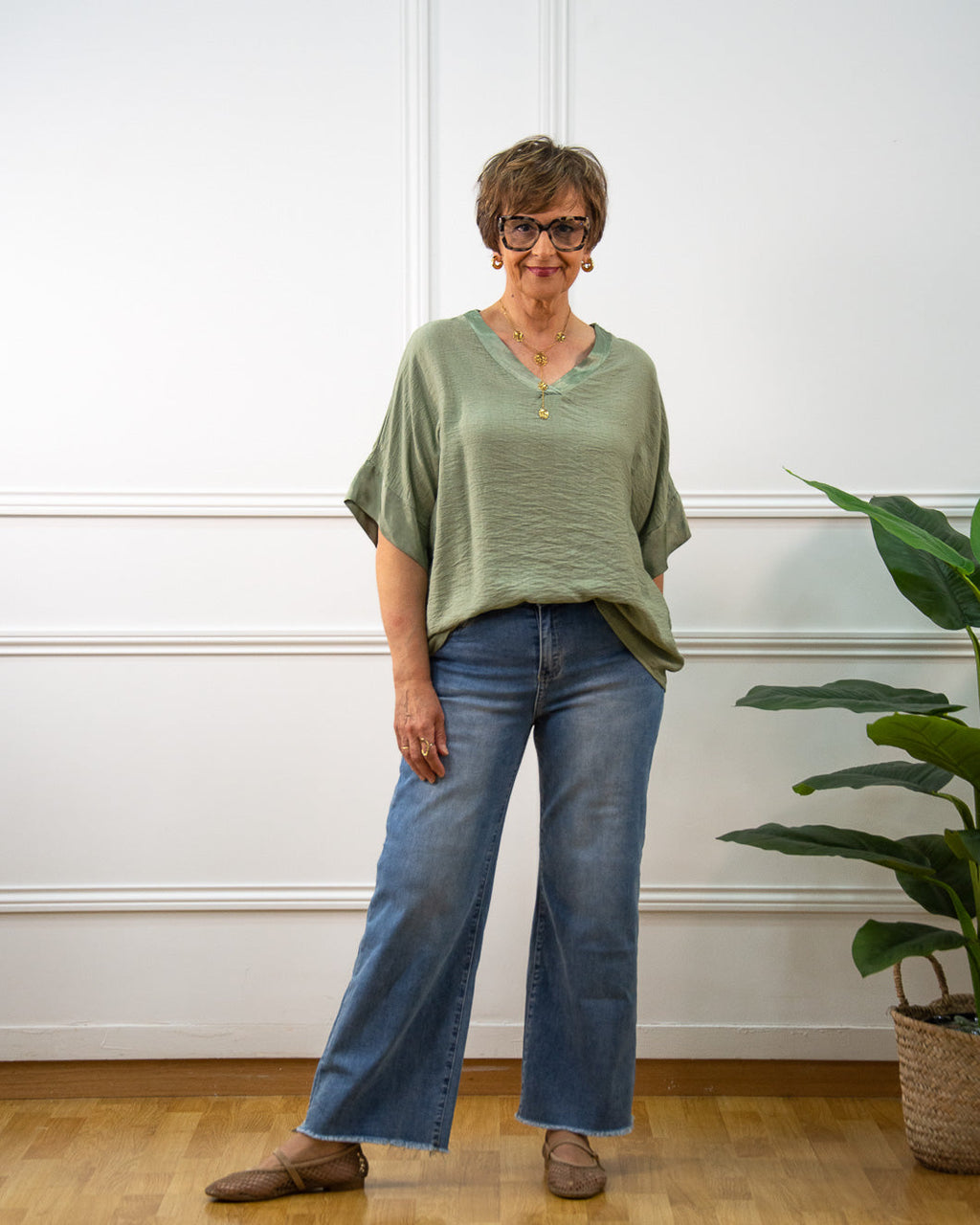Blusa Japan oversize de mujer en kaki