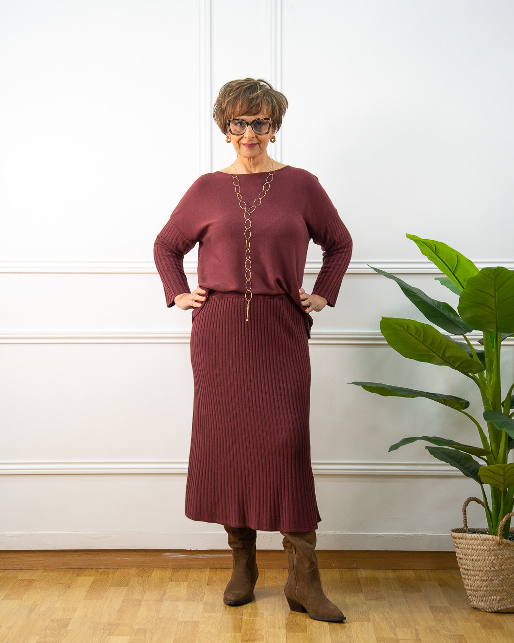 Conjunto Penny oversize de mujer en granate