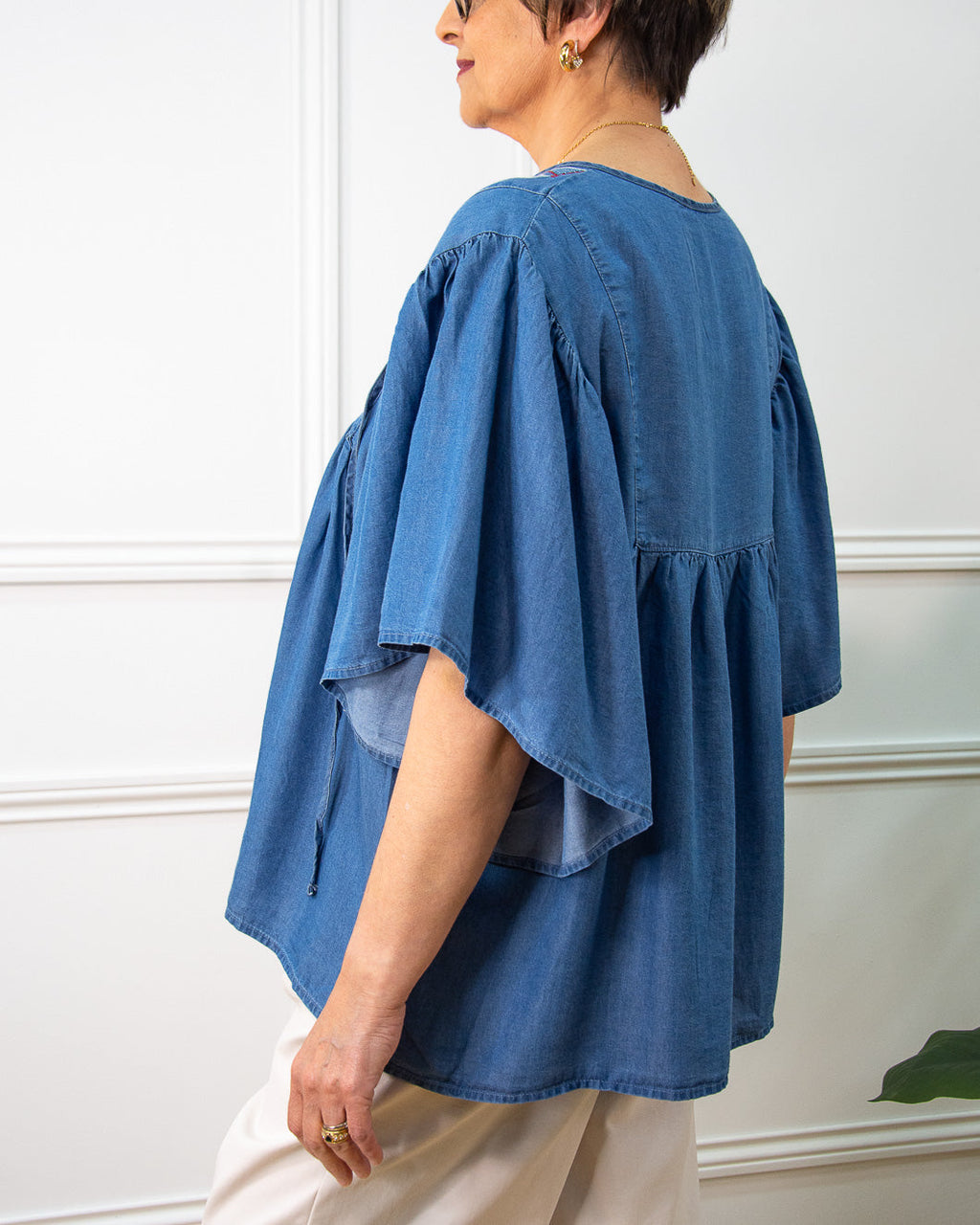 Blusón Tencel bordado oversize estilo boho