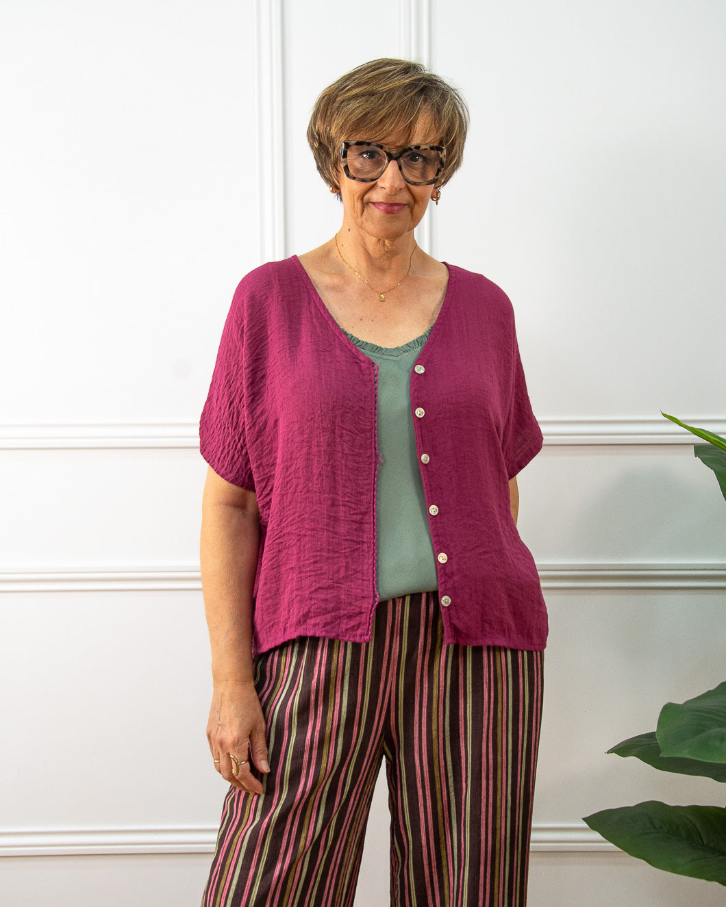 Blusa Iria de mujer en granate