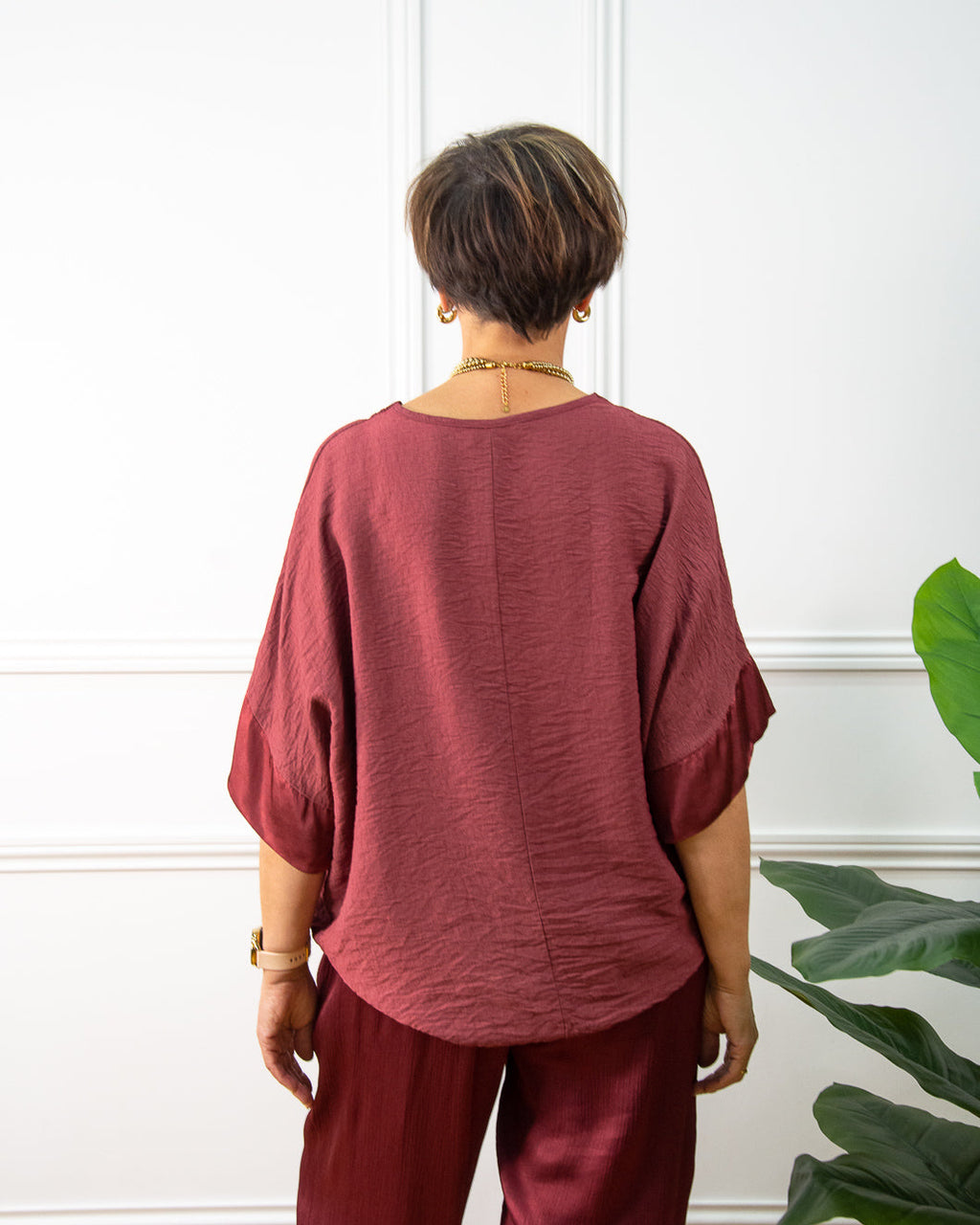 Blusa Japan oversize de mujer en granate