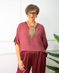 Blusa Japan oversize de mujer en granate